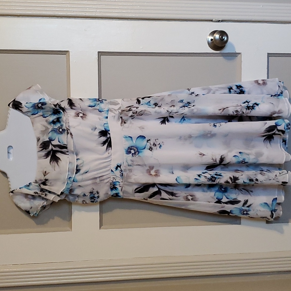 White House Black Market Blue floral dress